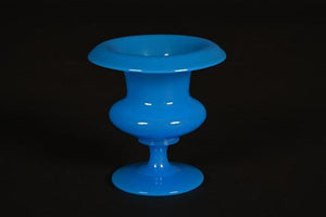 French Opaline Blue Glass Urn With An Exceptional Depth Of Colour.