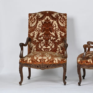 Antique Armchairs - A Pair of Louis XVI Fruitwood Salon Chairs