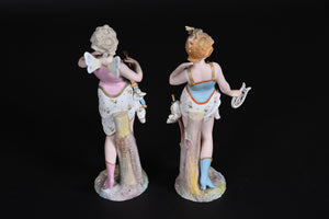 An Exceptionally Detailed Pair Of "Depose" Marked Bisque Figures.