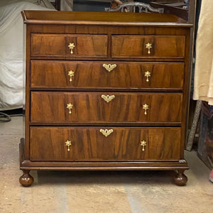 William & Mary walnut veneer chest of drawers