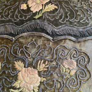 Embroidered 18th Century velvet wall pocket