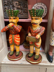 Seven Carved Rajasthani Folk Musicians