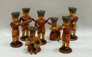 Seven Carved Rajasthani Folk Musicians