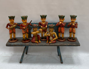 Seven Carved Rajasthani Folk Musicians