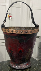 George III copper rimmed leather bucket