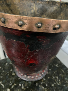 George III copper rimmed leather bucket