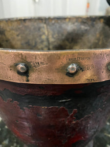 George III copper rimmed leather bucket
