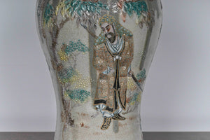 Antique Table Lamps - In The Form Of Japanese Crackle Glaze Satsuma Style Immortals Vases