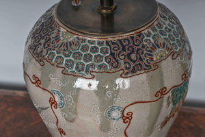 Antique Table Lamps - In The Form Of Japanese Crackle Glaze Satsuma Style Immortals Vases