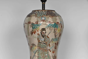 Antique Table Lamps - In The Form Of Japanese Crackle Glaze Satsuma Style Immortals Vases