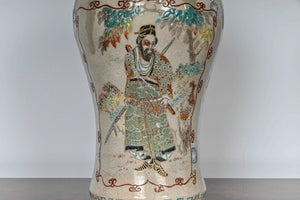 Antique Table Lamps - In The Form Of Japanese Crackle Glaze Satsuma Style Immortals Vases