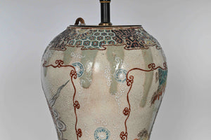 Antique Table Lamps - In The Form Of Japanese Crackle Glaze Satsuma Style Immortals Vases