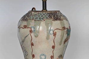 Antique Table Lamps - In The Form Of Japanese Crackle Glaze Satsuma Style Immortals Vases