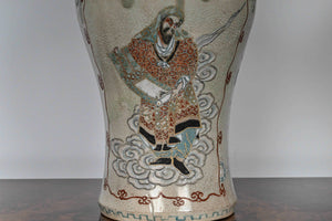 Antique Table Lamps - In The Form Of Japanese Crackle Glaze Satsuma Style Immortals Vases