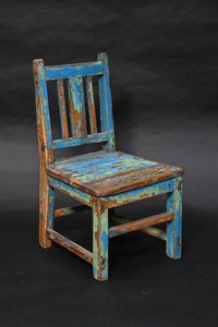 C19th Vernacular Scandinavian Child's Chair With Traces Of Original Blue Paints