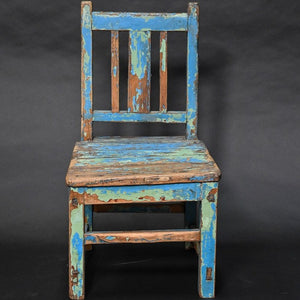 C19th Vernacular Scandinavian Child's Chair With Traces Of Original Blue Paints