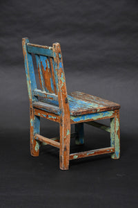 C19th Vernacular Scandinavian Child's Chair With Traces Of Original Blue Paints