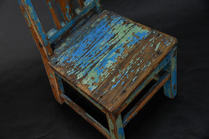 C19th Vernacular Scandinavian Child's Chair With Traces Of Original Blue Paints
