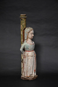 Museum Quality Catherine Of Alexandriaelizabethan Polychrome Figure