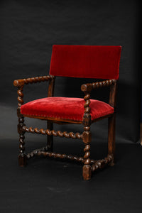 Antique Armchair - 17thC Walnut Barley Twist Open Armchair