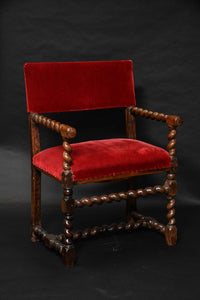 Antique Armchair - 17thC Walnut Barley Twist Open Armchair
