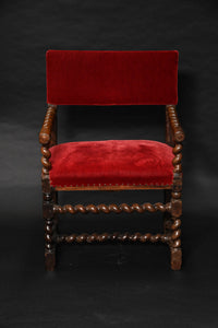 Antique Armchair - 17thC Walnut Barley Twist Open Armchair