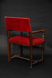 Antique Armchair - 17thC Walnut Barley Twist Open Armchair