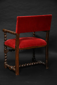 Antique Armchair - 17thC Walnut Barley Twist Open Armchair