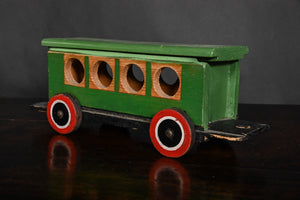 Folk Art Train Comprising An Engine, Carriage And Goods Waggon Circa 1920