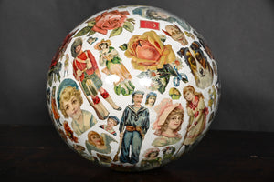 Christmas Decoupage Decalcomania Glass Ball Table Centre Piece