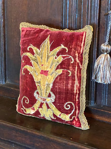 Baroque Appliqué Crested 17thC Venetian Cushions