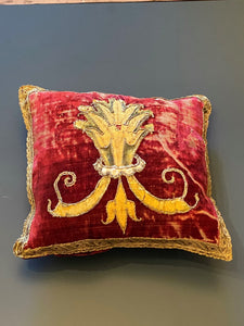 Baroque Appliqué Crested 17thC Venetian Cushions