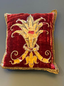 Baroque Appliqué Crested 17thC Venetian Cushions