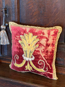 Baroque Appliqué Crested 17thC Venetian Cushions