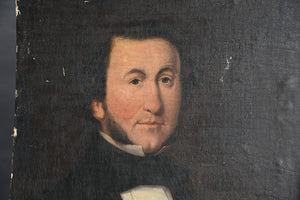19thC portrait on canvas on board