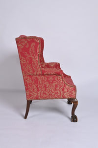 Raspberry winged armchair with Ball and Claw feet