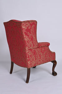 Raspberry winged armchair with Ball and Claw feet
