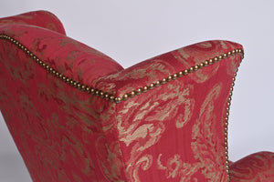 Raspberry winged armchair with Ball and Claw feet