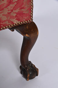 Raspberry winged armchair with Ball and Claw feet