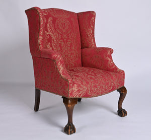 Raspberry winged armchair with Ball and Claw feet