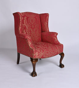 Raspberry winged armchair with Ball and Claw feet