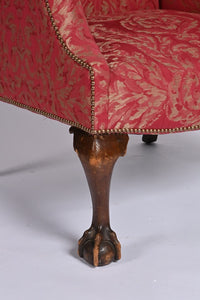 Raspberry winged armchair with Ball and Claw feet