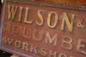 Wooden C19th Trade Sign Wilson & Son Plumbers 1844