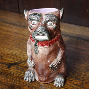 Majolica Dog Pug Jug