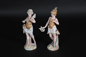 An Exceptionally Detailed Pair Of "Depose" Marked Bisque Figures.