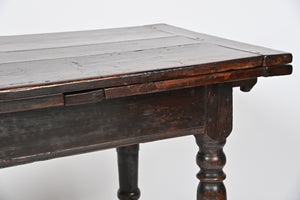 Antique Table 17th Century of Oak with Drawer Leaf Construction