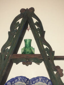 Antique Wall Shelf -  Rare Mid 19th Century Swedish Folk Art Carved Polychrome Triangular