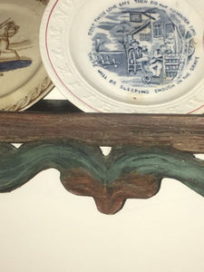 Antique Wall Shelf -  Rare Mid 19th Century Swedish Folk Art Carved Polychrome Triangular