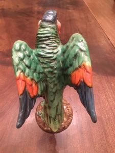 Uno Zaccagnini & Figl Majolica Parrot Perched On A Tree Stump Circa 1920 (italian)