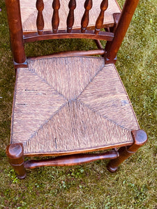 Set Of Six Ash Spindle Back Rush Seated North Country  Side Chairs